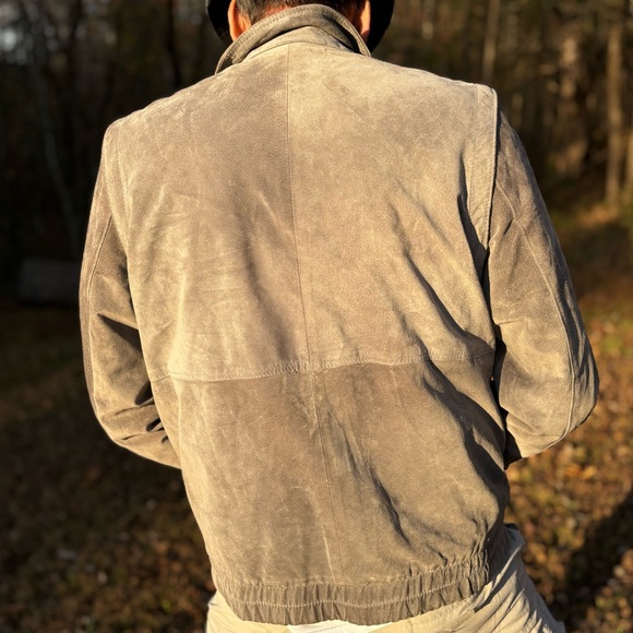 ST MICHAEL—Vintage Gray Suede Leather Bomber—Men 40—Made in Israel!—100% Pigskin - Picture 5 of 13